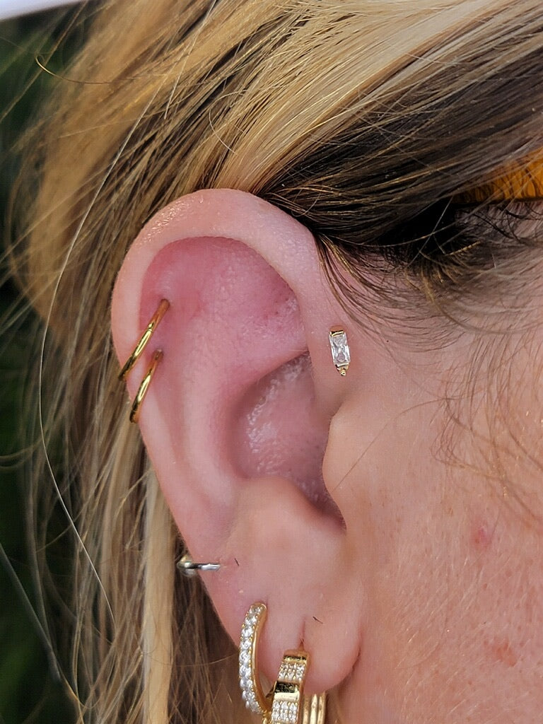 18g Threaded Buddha Jewelry Dior w/ Cubic Zirconia & Beaded Accents