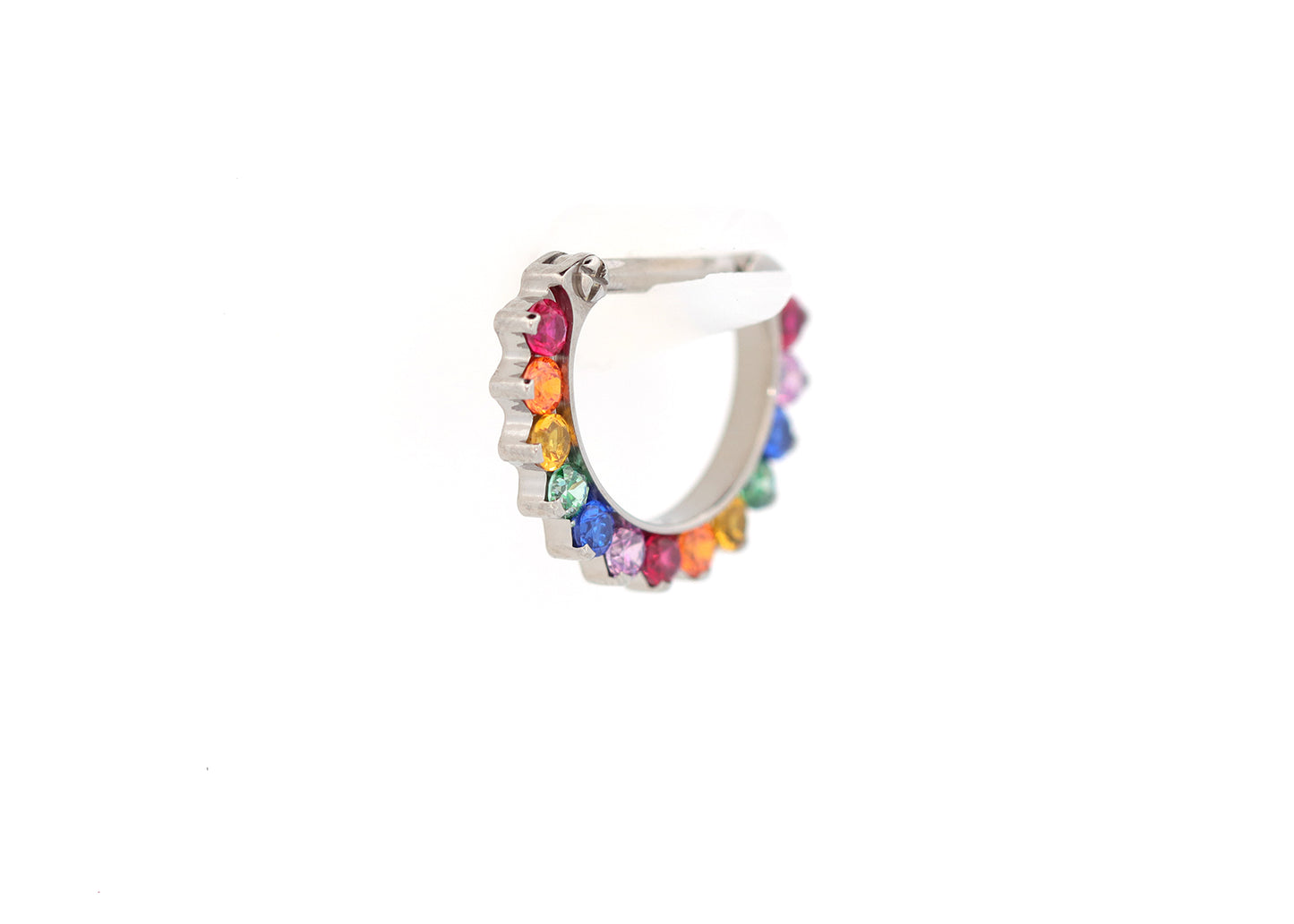 Titanium 16g 13 Stone Rainbow Cubic Zirconia Clicker