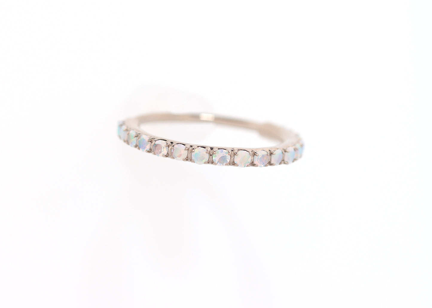 16g 17 Stone Side Set White Opal Seam Ring
