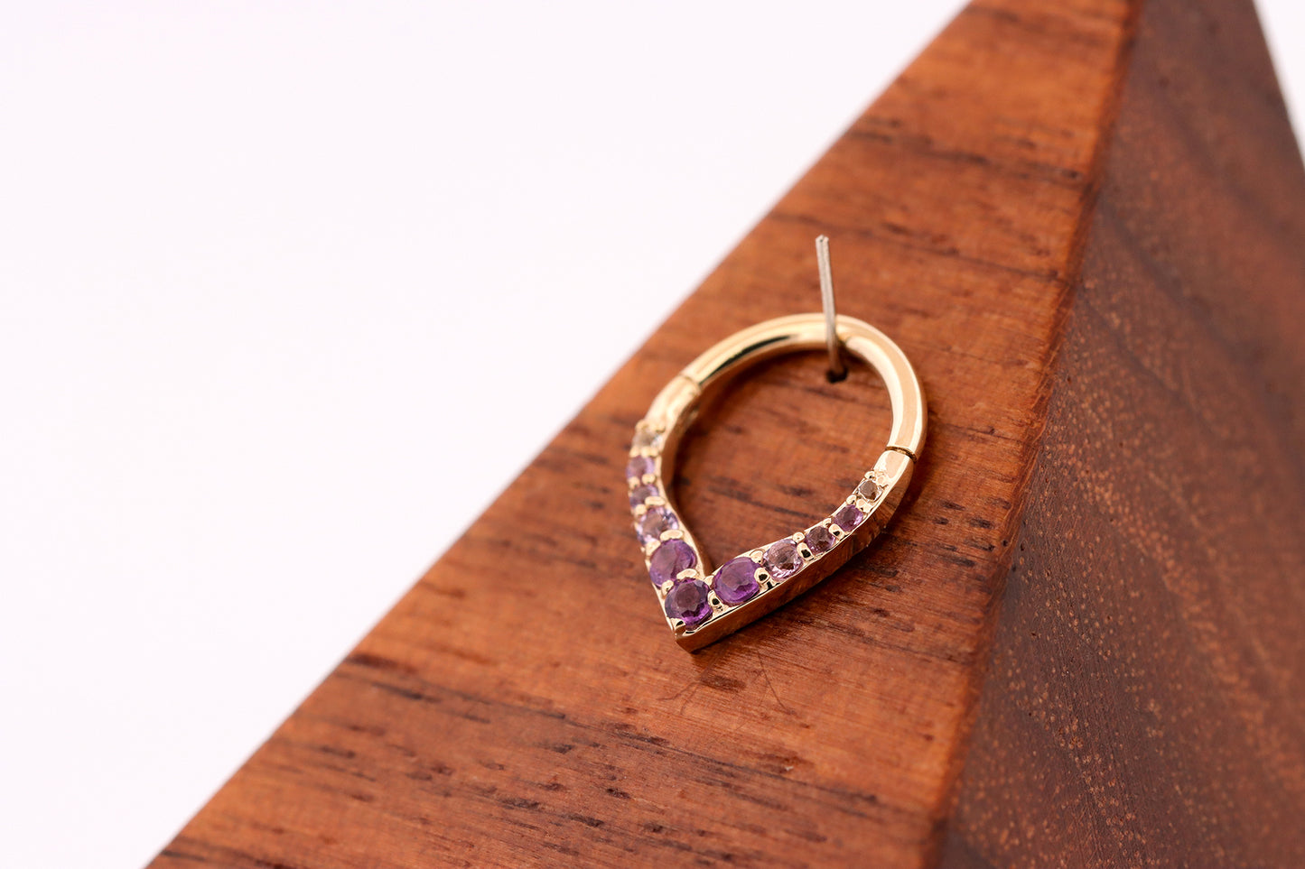 16g 5/16" Clicker/Hinge ring Rise & Shine w/ Amethyst