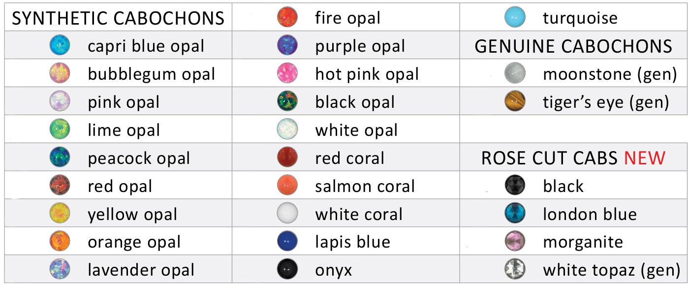 Threadless Cabochon Gem Ends - Small - Born This Way Body Arts