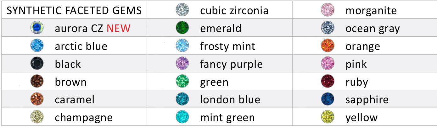 Threadless Prong-Set Faceted Gems : Large - Born This Way Body Arts