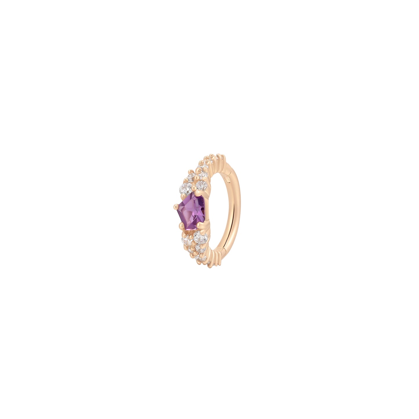 16g Inspiration Side-Set with Genuine Amethyst Hinge Ring