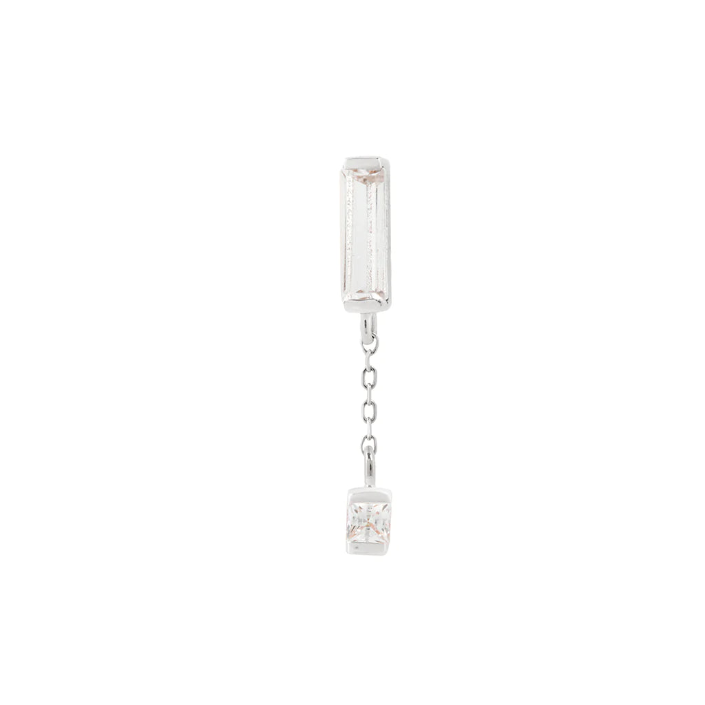18g Threadless Buddha Jewelry Jaxon Baguette Dangle w/ Cubic Zirconia