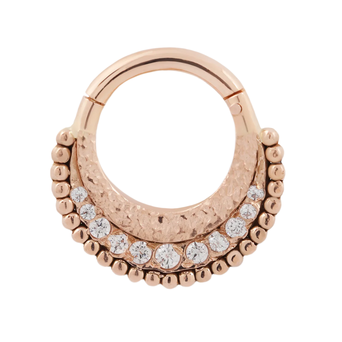 14g 5/16" Clicker/Hinge Ring WarHorse with Cubic Zirconia