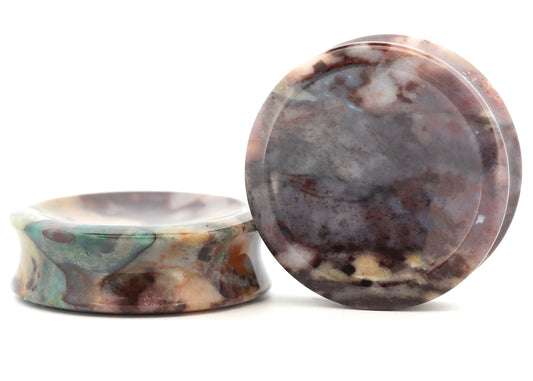 1"+ 3/4 Double Flare Chinese Agate Plugs