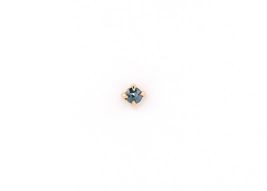 Rose Cut 2.5mm Genuine London Blue Topaz Prong Threadless End