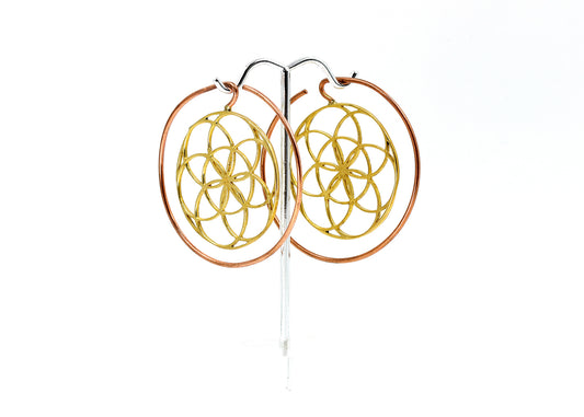 14g Brass & Copper Mandala Earrings