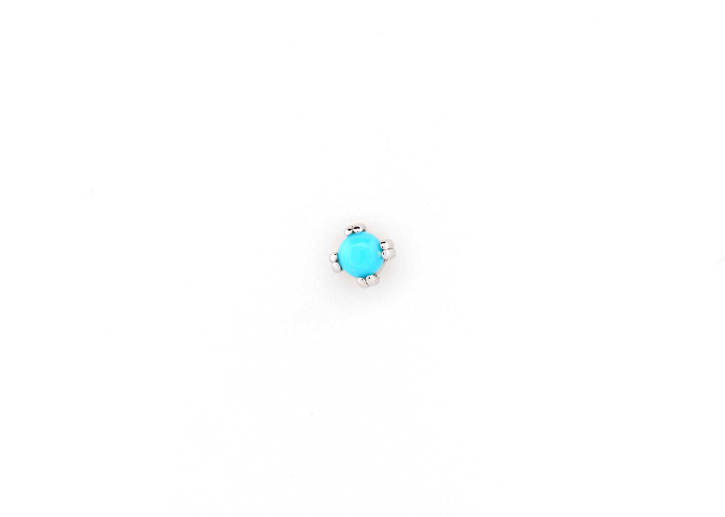 BVLA 2mm Genuine Turquoise Cab Prong Threadless End