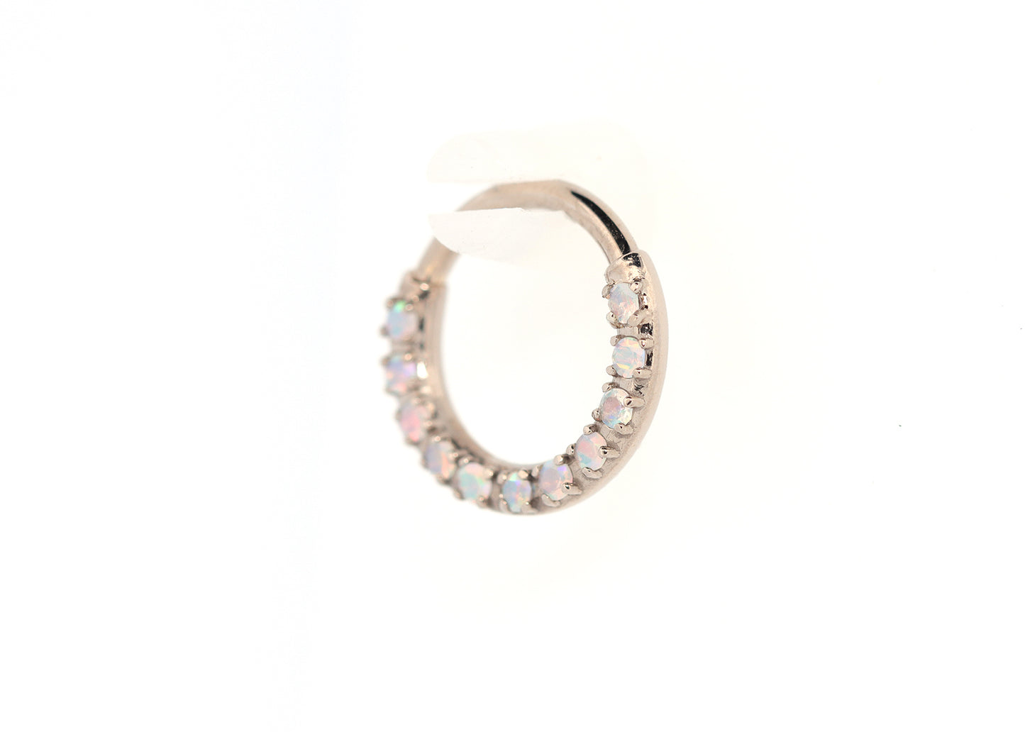 16g 11 Stone Prong Set White Opals Seam Ring