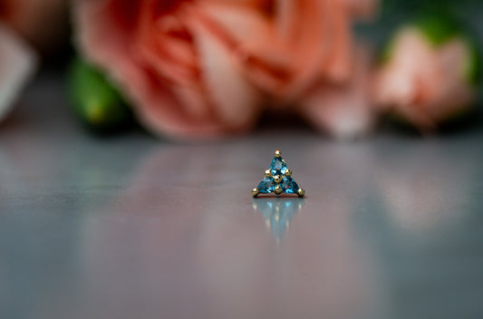 18g Threadless Buddha Jewelry 3 Little Pears London Blue Topaz