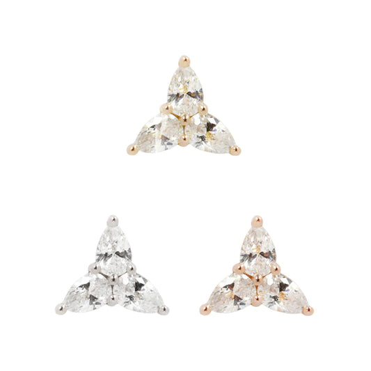 18g Threadless 3 Little Pears w/ Cubic Zirconia