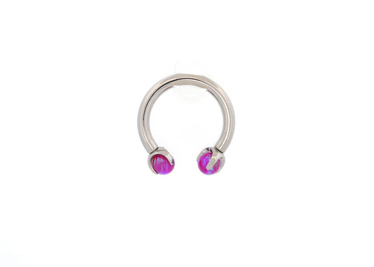 14g Titanium Circular Barbell Purple Opal End Septum Ring