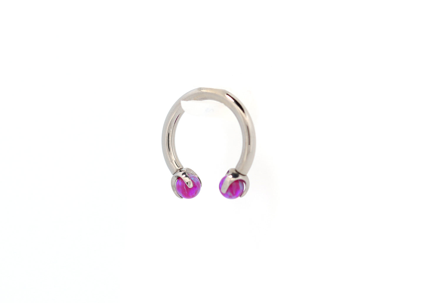 14g Titanium Circular Barbell Purple Opal End Septum Ring
