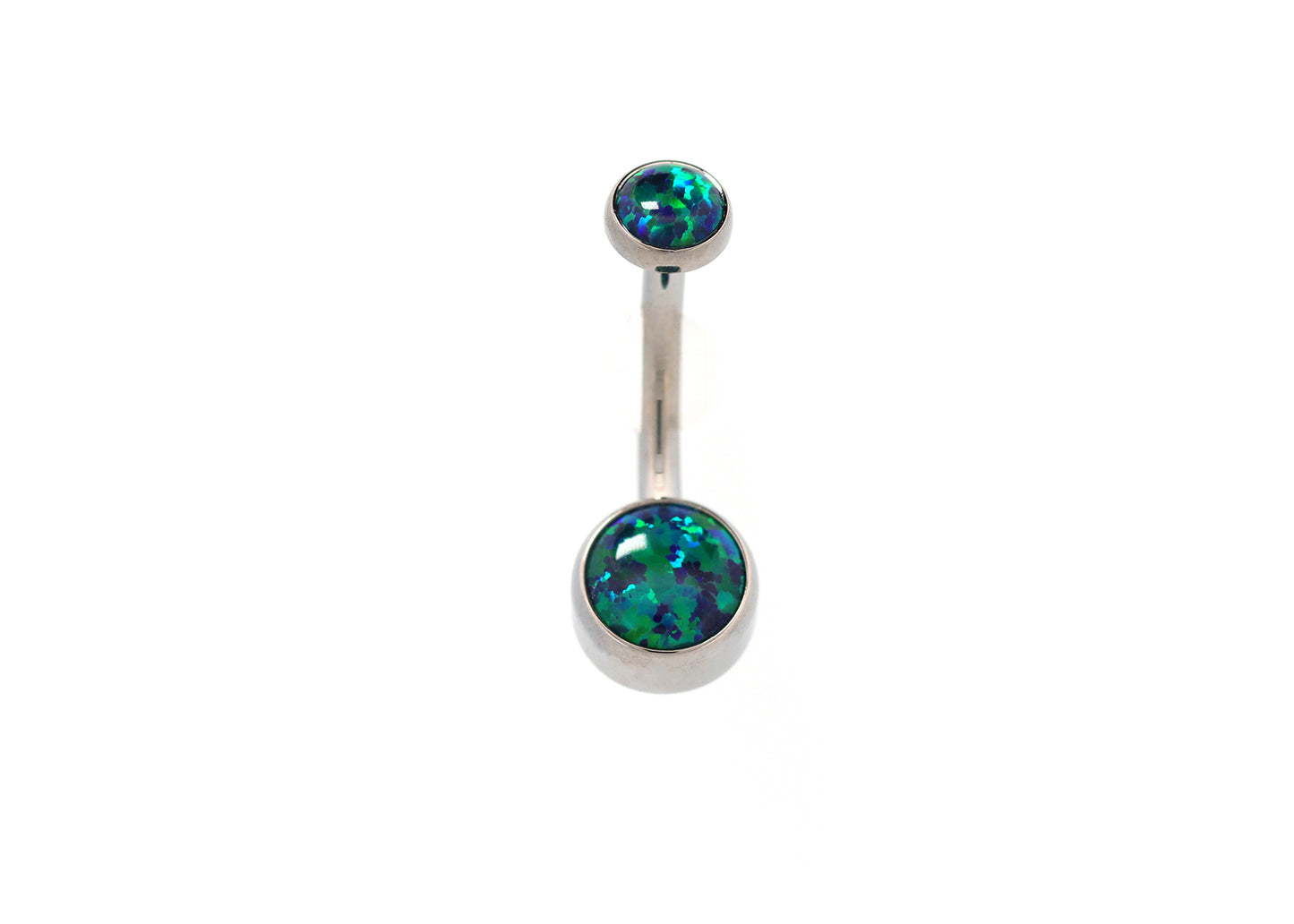 Titanium 4x6mm Peacock Opal Navel Curve