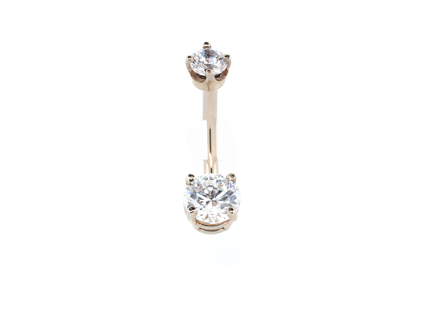 White Gold 4 Prong Round Cubic Zirconia Navel Curve