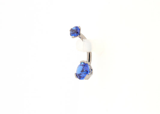 Titanium 4x6 Blue Sapphire Cubic Zirconia Navel Curve
