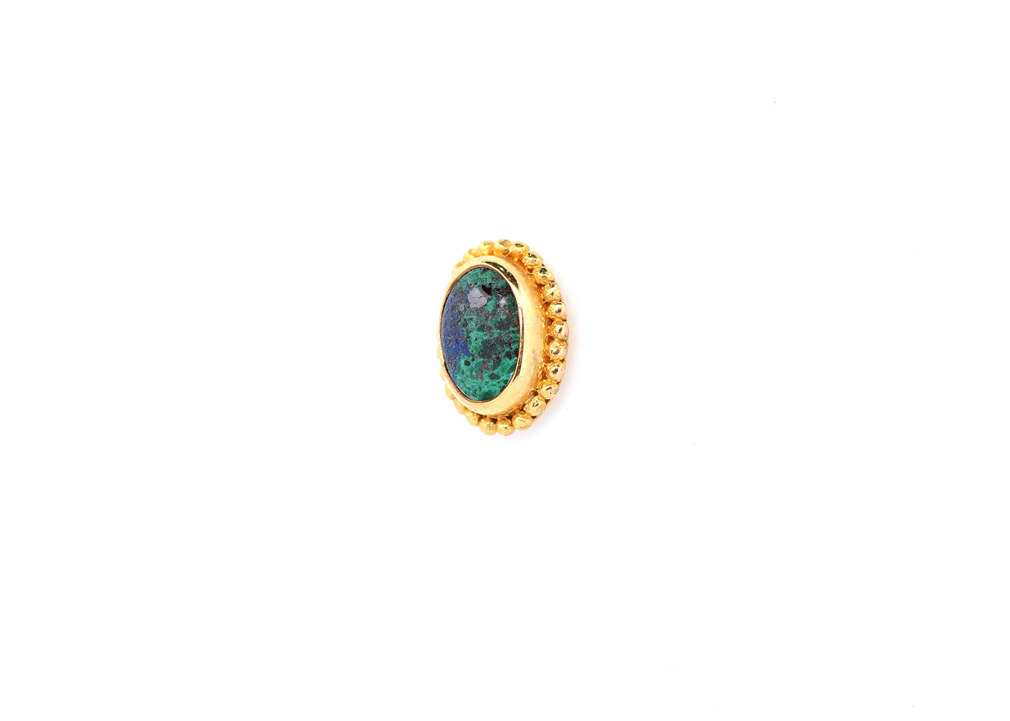 Beaded Blue Green Oval Opal Threadless Ended
