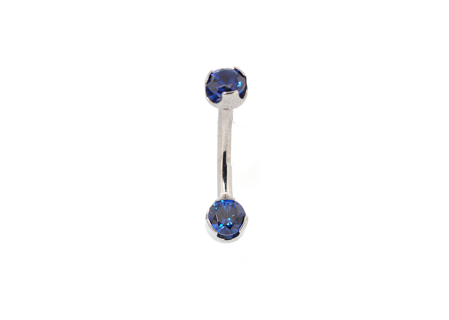 Titanium 4x4 Blue Sapphire Cubic Zirconia Navel Curve