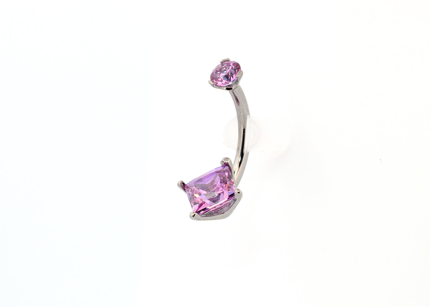 Titanium Fancy Purple Princess Cut Cubic Zirconia Navel Curve