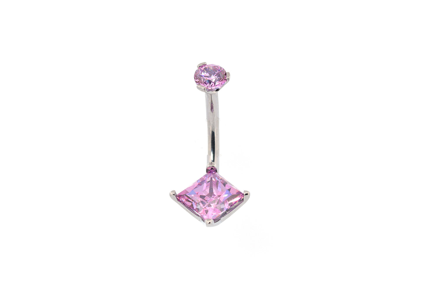 Titanium Fancy Purple Princess Cut Cubic Zirconia Navel Curve