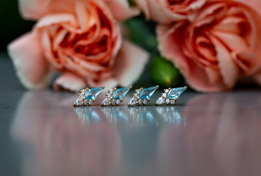 18g Threadless Buddha Jewelry Afterglow w/ Swiss Blue Topaz & White Cubic Zirconia