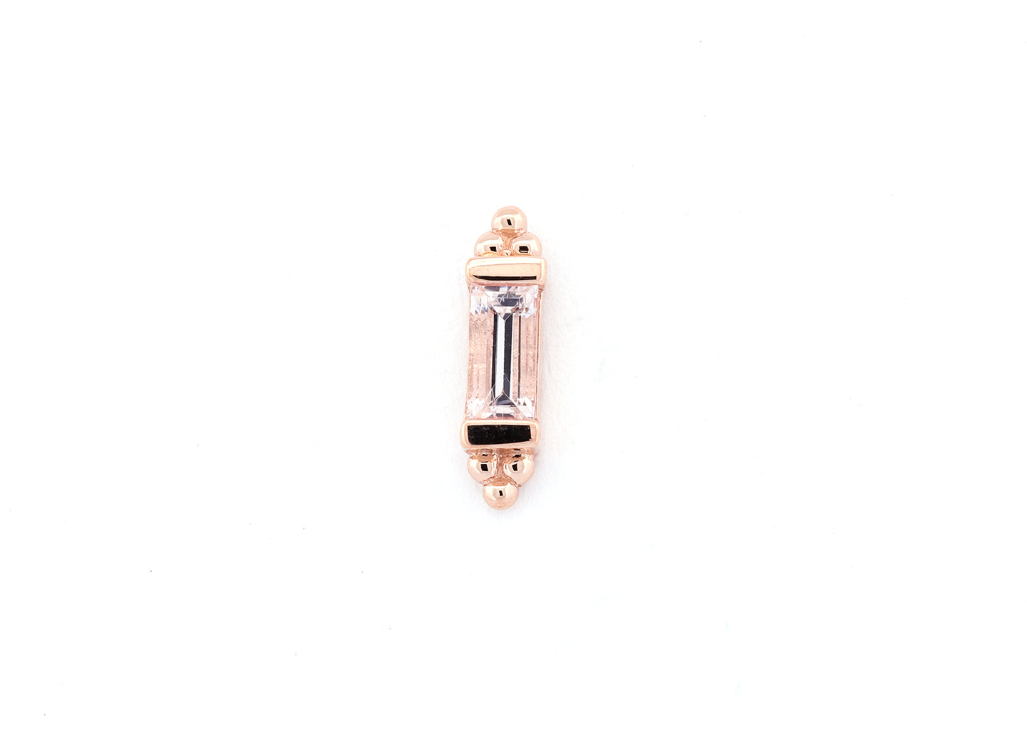 BVLA Siva Baguette Bar Tri Bead Morganite Threadless End