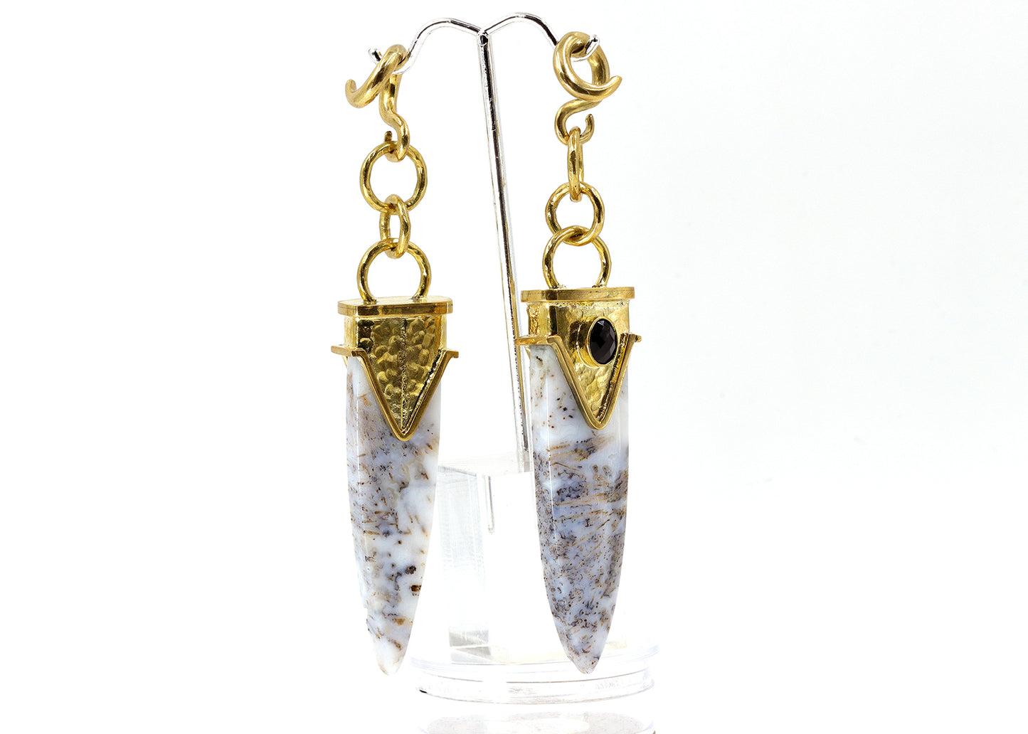 6g Moss Agate Spear Hangers