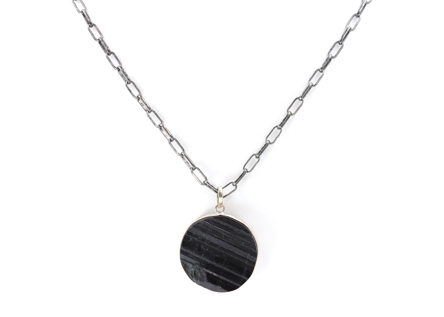 Black Tourmaline with Gunmetal Chain