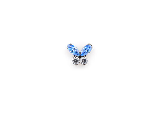 Butterfly Arctic Blue & White Cubic Zirconia Threadless End