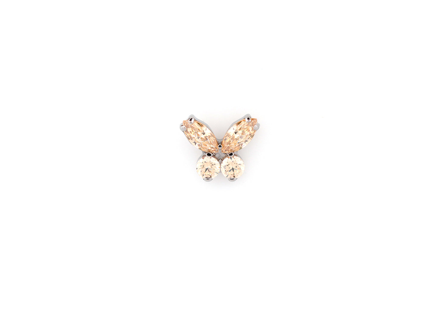 Butterfly Champagne Cubic Zirconia Threadless End