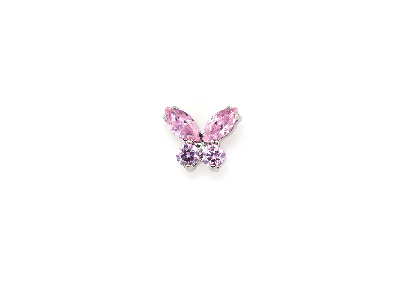 Butterfly Pink Cubic Zirconia Threadless End