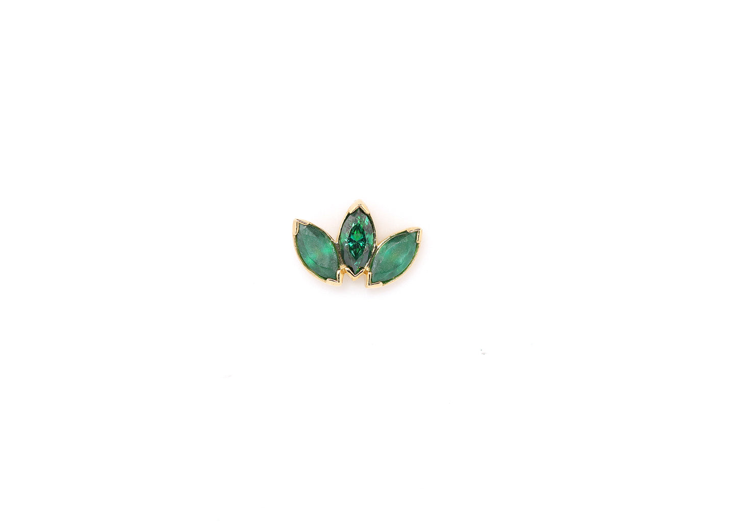 Marquise Fan Alternating Sandblasted Emerald Cubic Zirconia Threadless End