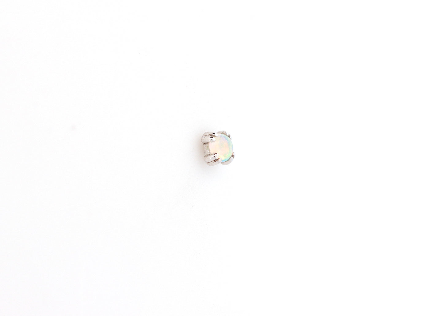 BVLA 2mm Genuine White Opal Cab Prong Threadless End