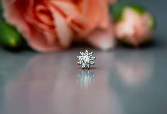 Eloise Flower London Blue Topaz Threadless End