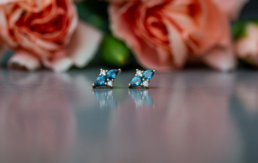 18g Threadless Buddha Jewelry Ethereal London Blue Topaz & CZ