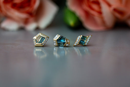 18g Threadless Buddha Jewelry Vera w/ London Blue Topaz & White Cubic Zirconia