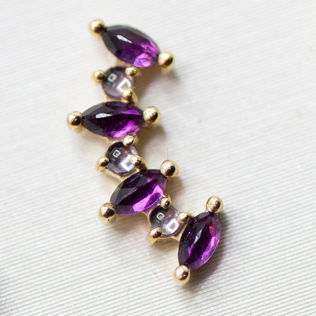 18g/16g BVLA Threaded Tiny Sara 7 w/ Amethyst & Iolite