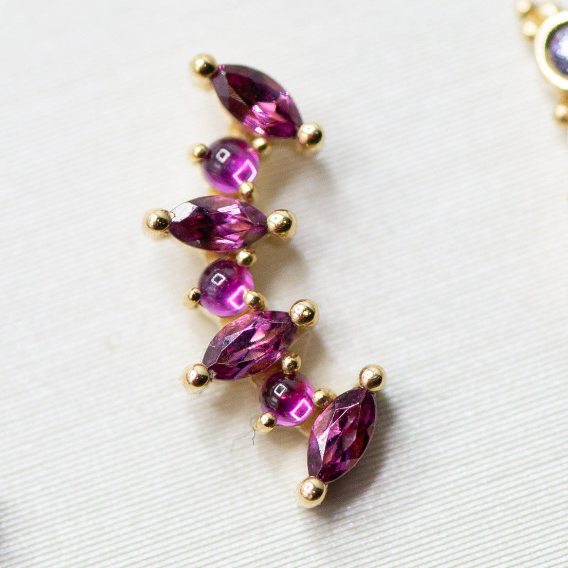 18g/16g BVLA Threaded Tiny Sara 7 w/ Rhodolite & Pink Sapphire