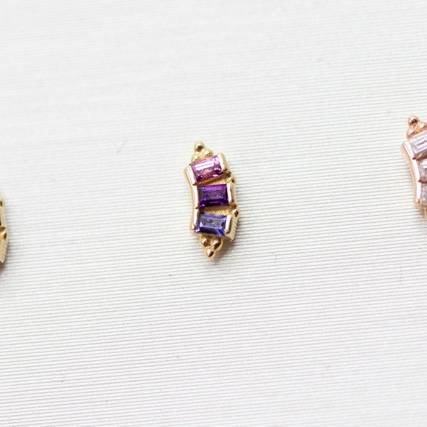 18g/16g BVLA Threaded Tiny Baguette Panaraya w/ Rhodolite, Amethyst & Iolite