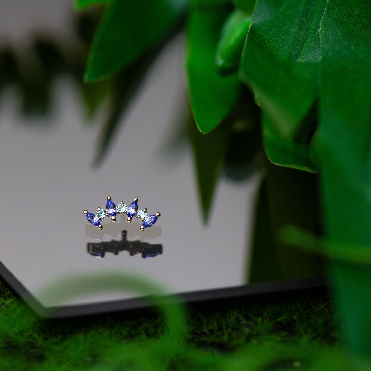 18g/16g BVLA Threaded Tiny Sara 7 w/ Genuine Tanzanite & Mint Beryl