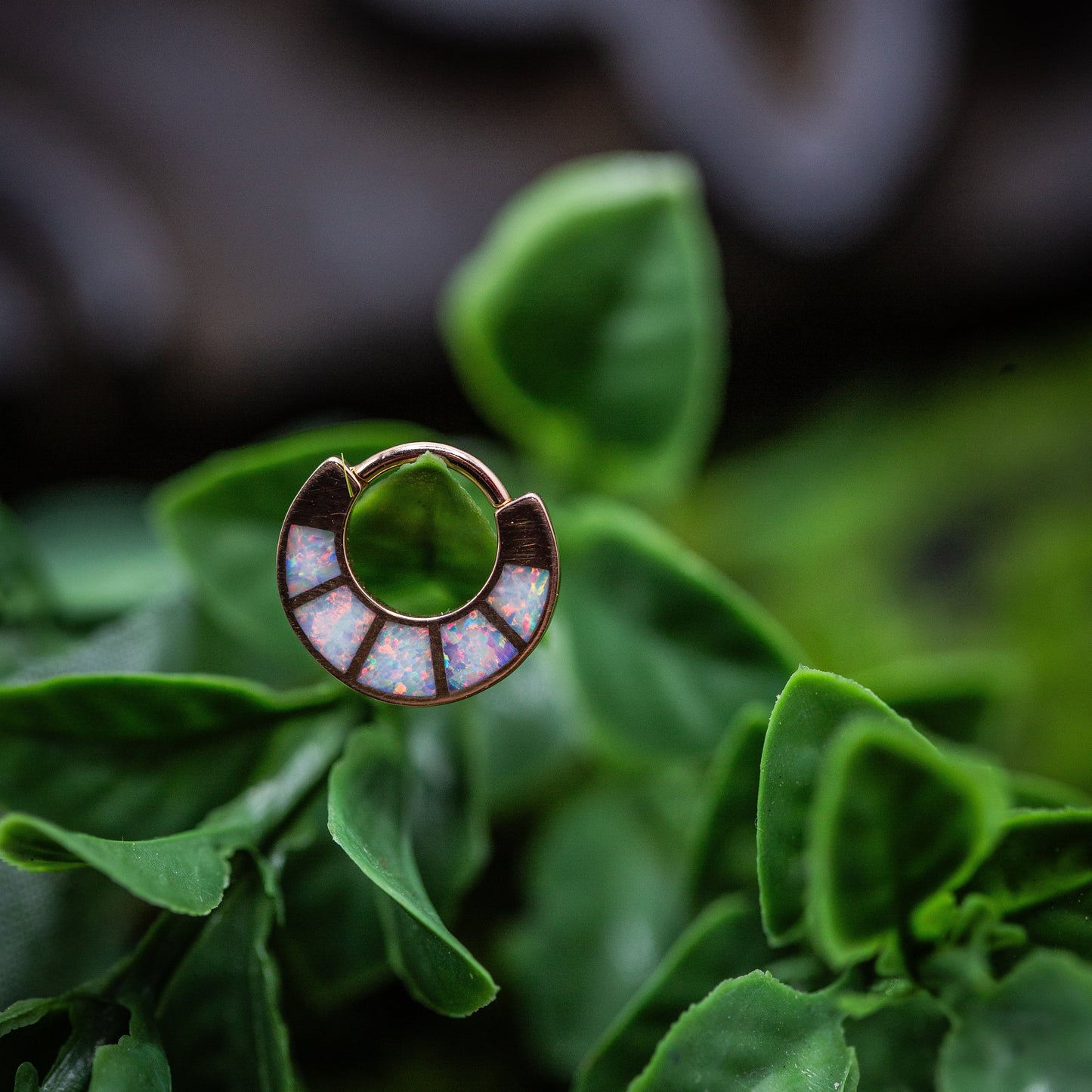 16g 3/8" Hinge Ring Islay w/ White Opal