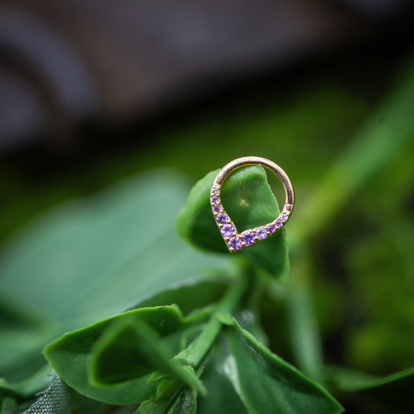 16g 5/16" Clicker/Hinge ring Rise & Shine w/ Amethyst