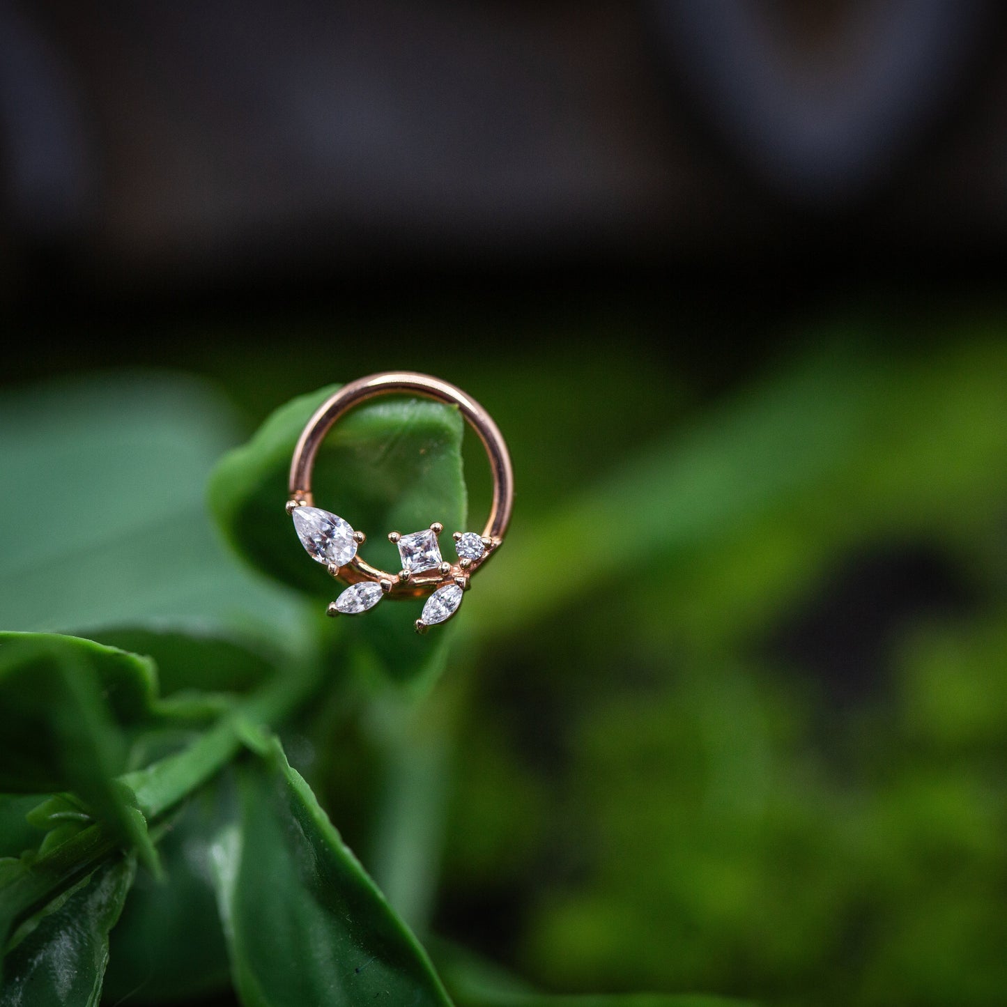 BVLA 16g 3/8" Jasmine Vine Seam Ring w/ Cubic Zirconia