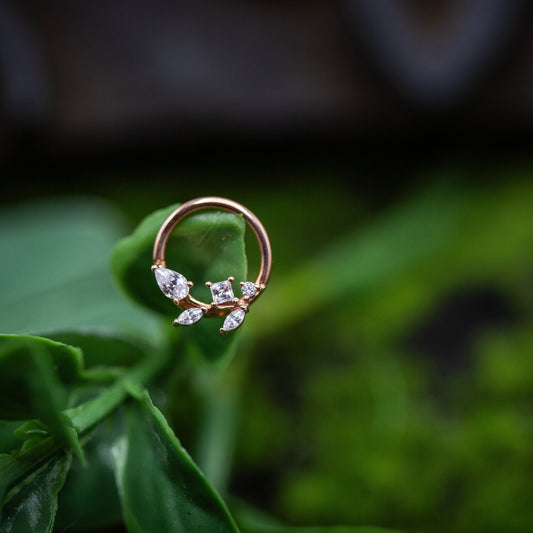 BVLA 16g 3/8" Jasmine Vine Seam Ring w/ Cubic Zirconia