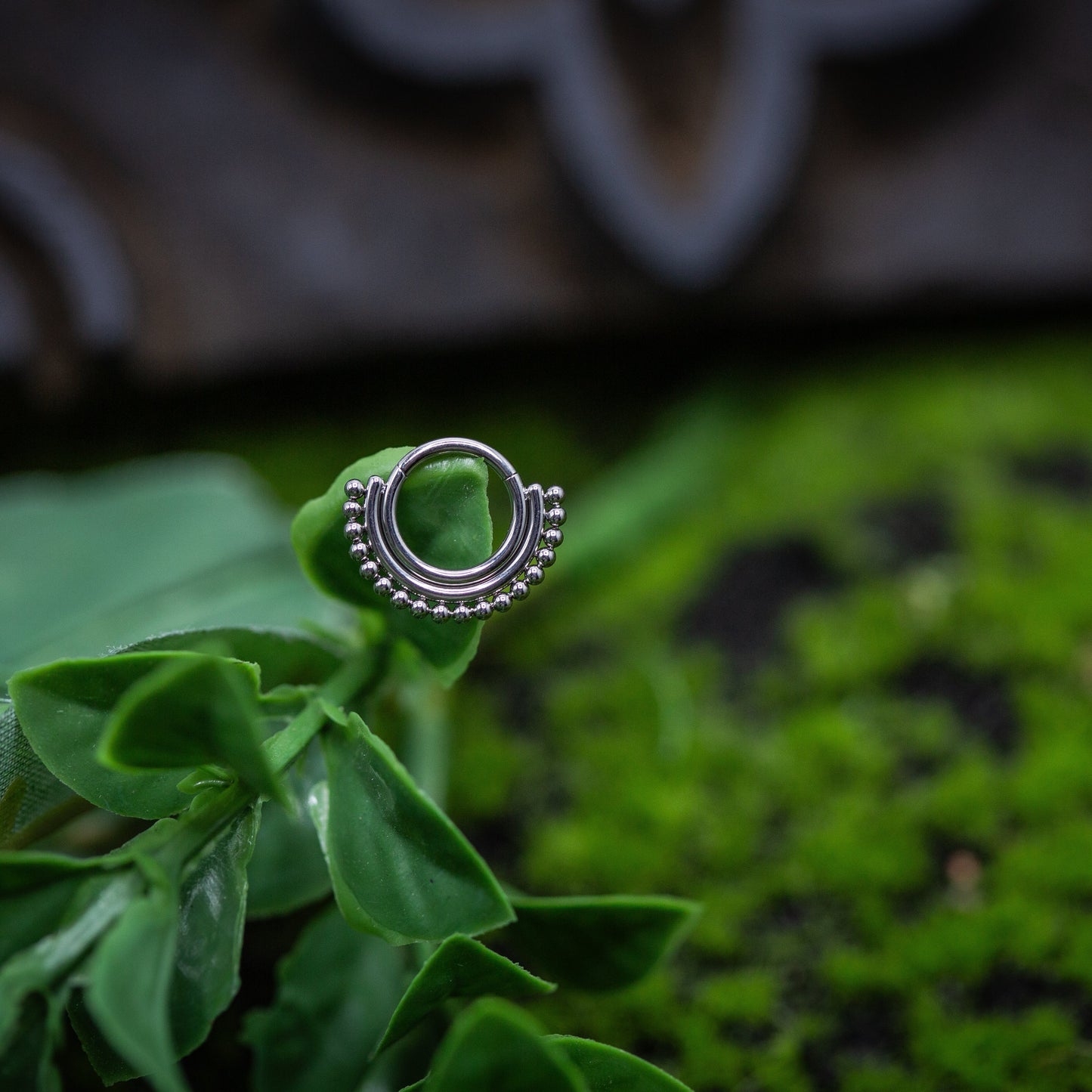 16g 5/16" Titanium Clicker/Hinge Ring w/ beaded accents