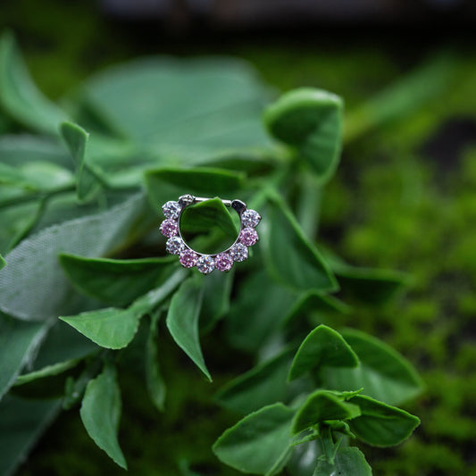 Titanium 14g 5/16" Odyssey Hinge Ring w/ assorted CZs