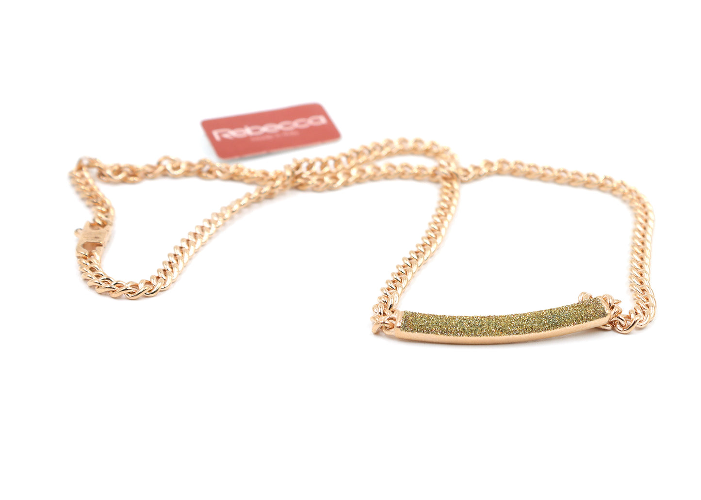 Rose Gold Diamond Dust Bar Necklace