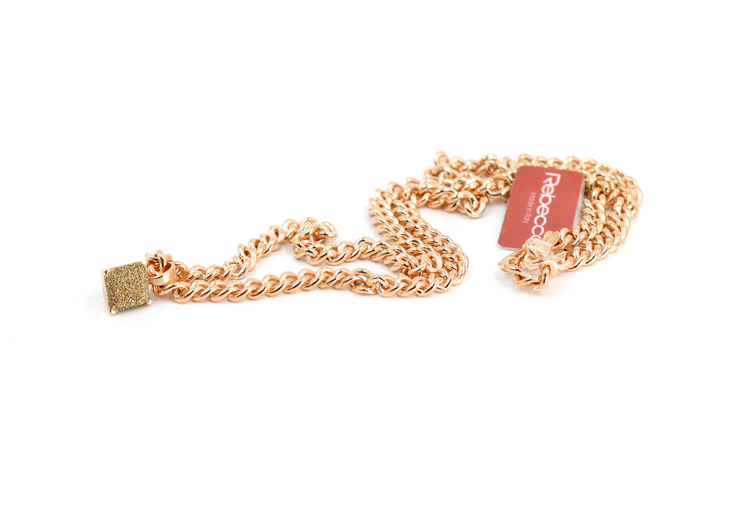 Rose Gold Diamond Dust Cube Necklace