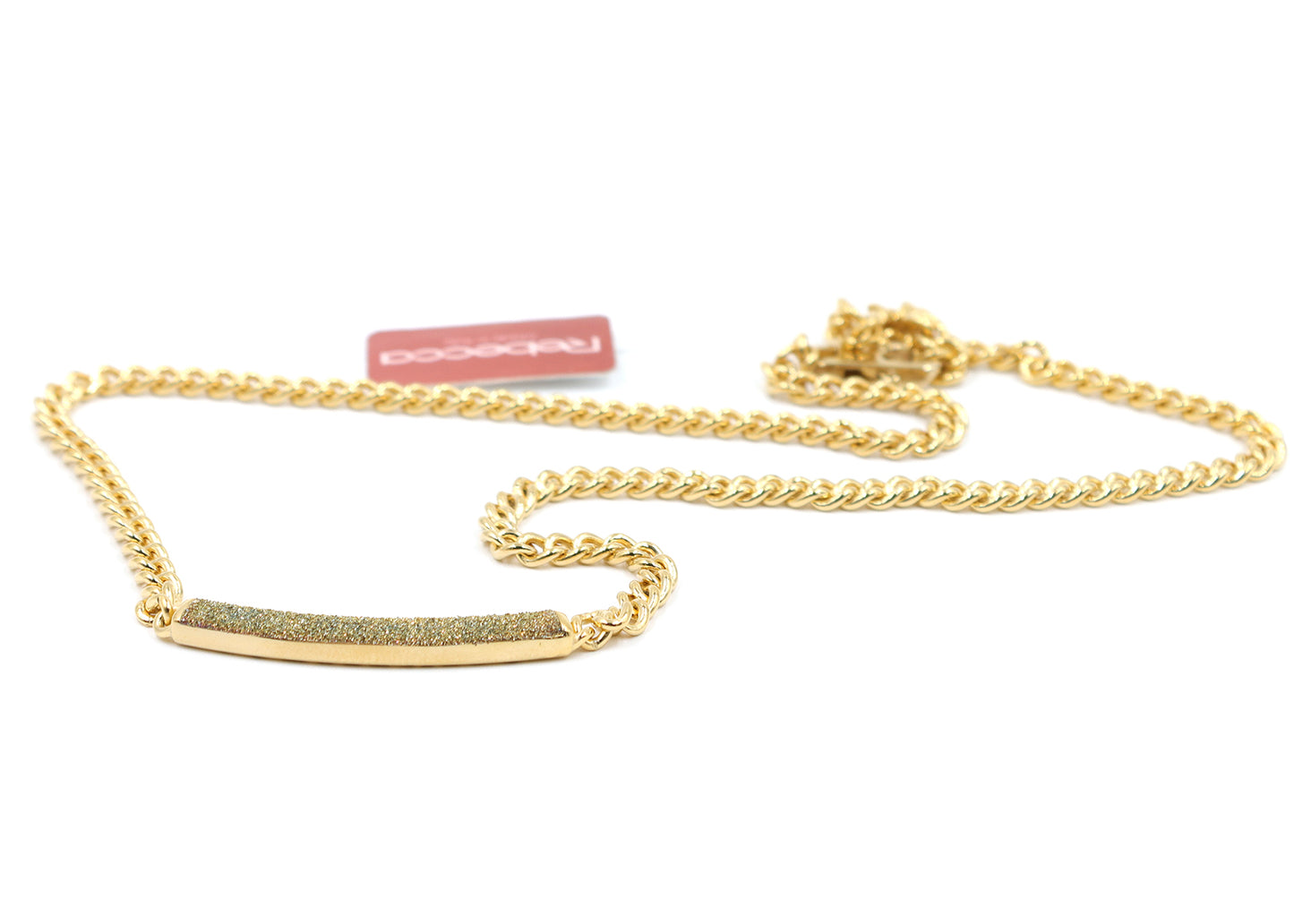 Yellow Gold Diamond Dust Bar Necklace